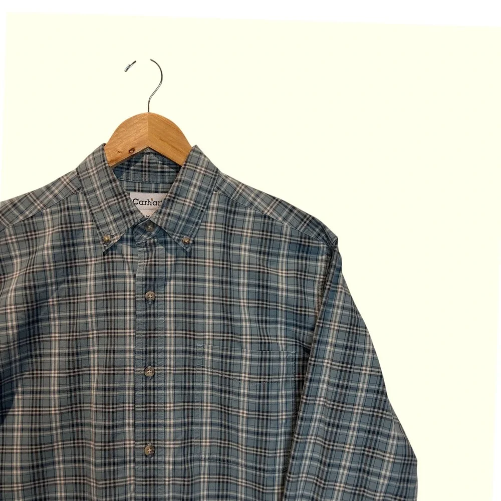 Carhartt‎ Plaid Button Down Long Sleeve 100% Cotton Pocket Casual Shirt Mens Med